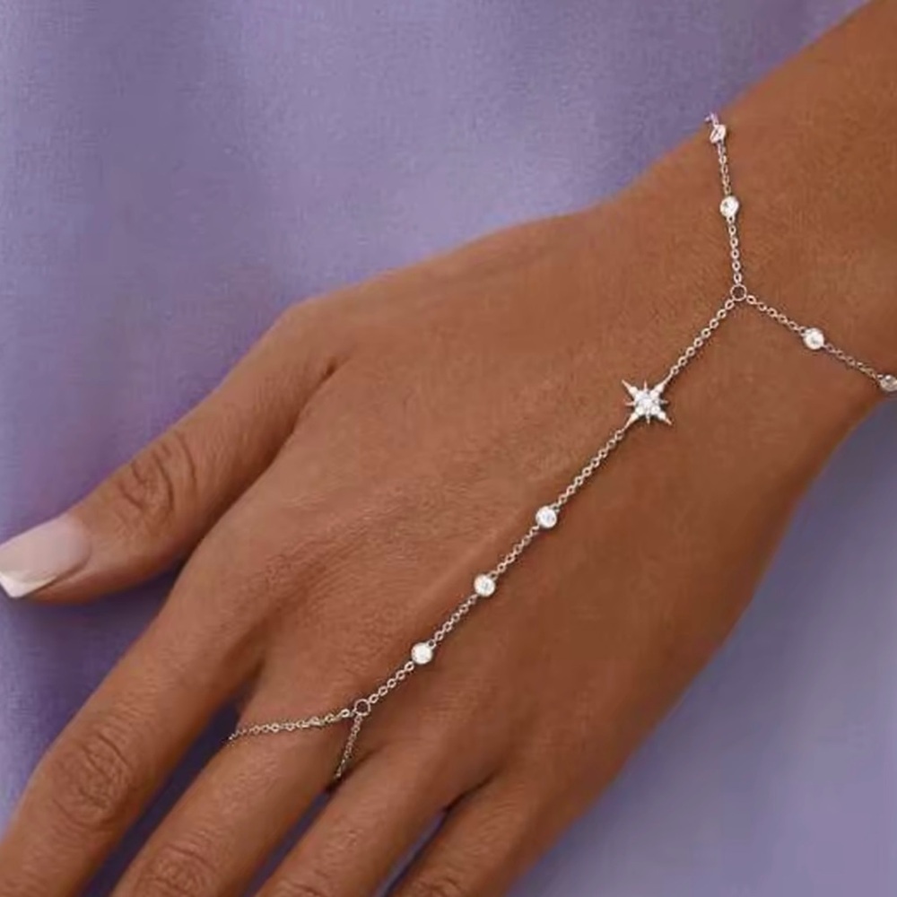 Hand Chain Finger Ring Cuff Bracelet Dainty Bracelet